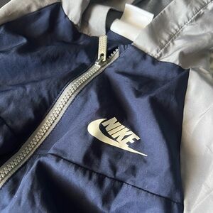 Nike Blue and Gray Raincoat Full-Length Zipper Sporty Design